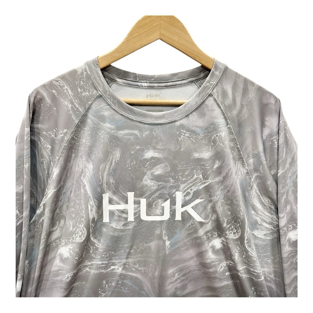 Huk Fishing Men's Size XL Gray Shirt Pursuit Stone Shore Performance Long Sleeve